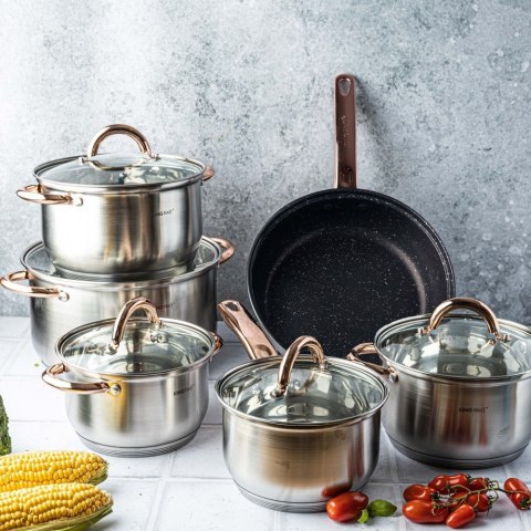 GARNKI STALOWE 12 EL. KINGHOFF ROSEGOLD KH-1766