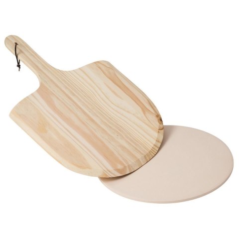 KAMIEŃ DO PIECZENIA PIZZY SZAMOTOWY Z ŁOPATĄ I NOŻEM 3 ELEMENTY VILDE 279072