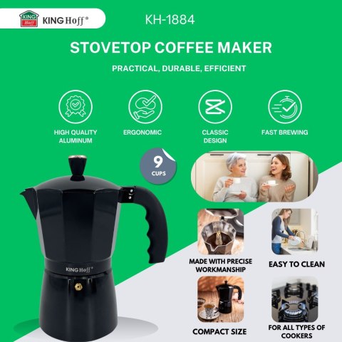 KAWIARKA ESPRESSO KAFETERKA CIŚNIENIOWA KINGHOFF 450ML / 9 FILIŻANEK KH-1884