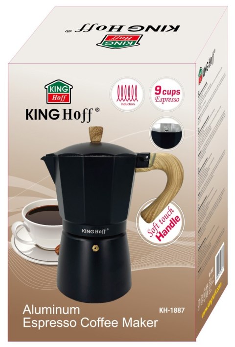 KAWIARKA ESPRESSO KAFETERKA CIŚNIENIOWA KINGHOFF 450ML / 9 FILIŻANEK KH-1887