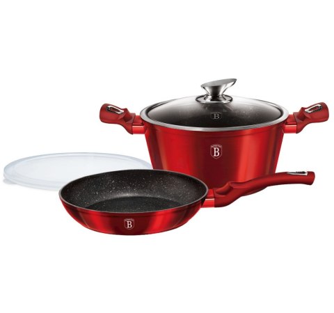 KOMPLET GARNKÓW 3-ele 24cm BERLINGER HAUS METALLIC BURGUNDY LINE BH-6779