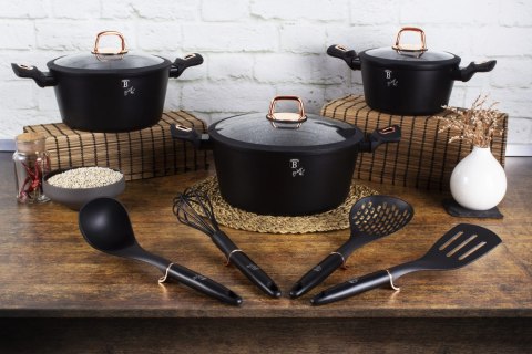 KOMPLET GARNKÓW POWŁOKA GRANIT 10 EL. BERLINGER HAUS BLACK ROSE BH-6154