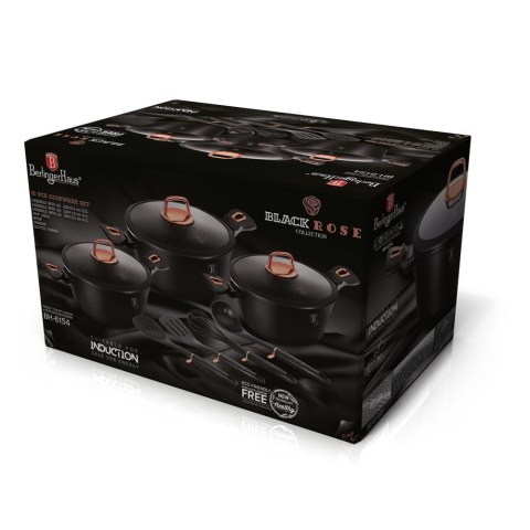 KOMPLET GARNKÓW POWŁOKA GRANIT 10 EL. BERLINGER HAUS BLACK ROSE BH-6154