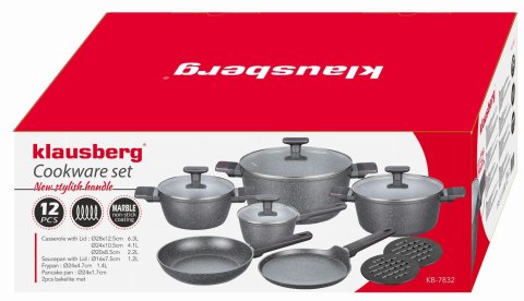 KOMPLET GARNKÓW Z MAMUROWĄ POWŁOKĄ NIEPRZYWIERAJĄCĄ 12-ELE KLAUSBERG KB-7832
