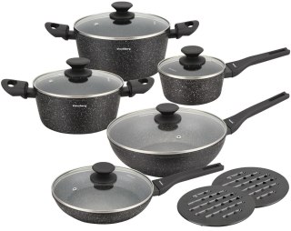 KOMPLET GARNKÓW Z MARMURKOWĄ POWŁOKĄ NIEPRZYWIERAJĄCĄ 12-ELE KLAUSBERG KB-7657