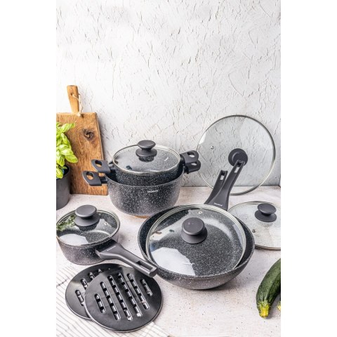 KOMPLET GARNKÓW Z MARMURKOWĄ POWŁOKĄ NIEPRZYWIERAJĄCĄ 12-ELE KLAUSBERG KB-7657