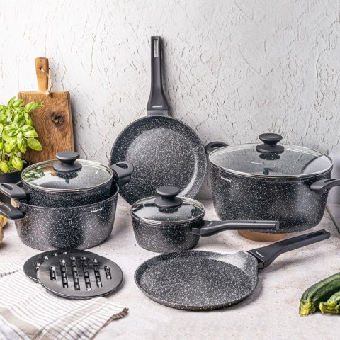 KOMPLET GARNKÓW Z MARMURKOWĄ POWŁOKĄ NIEPRZYWIERAJĄCĄ 12-ELE KLAUSBERG KB-7658