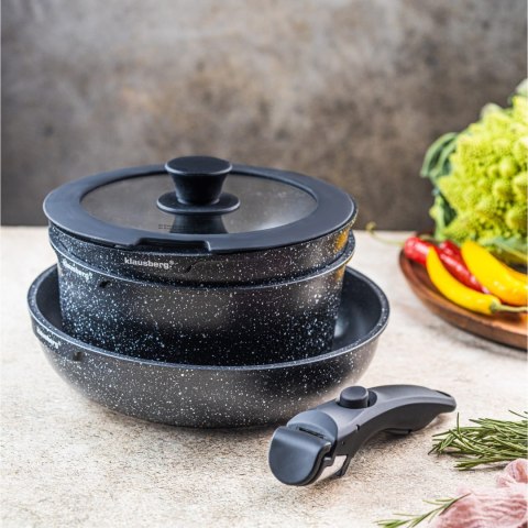 KOMPLET GARNKÓW Z MARMURKOWĄ POWŁOKĄ NIEPRZYWIERAJĄCĄ 5-ELE KLAUSBERG KB-7858