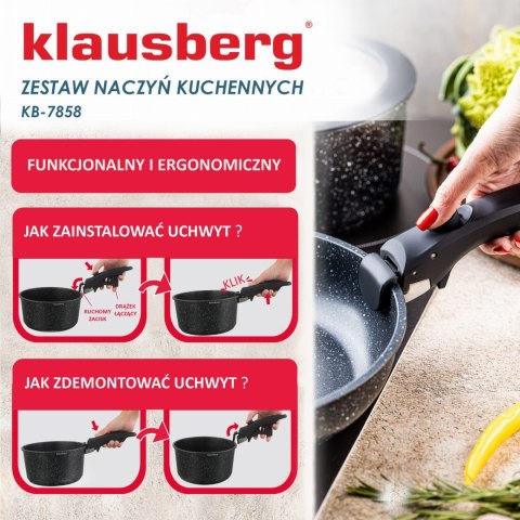 KOMPLET GARNKÓW Z MARMURKOWĄ POWŁOKĄ NIEPRZYWIERAJĄCĄ 5-ELE KLAUSBERG KB-7858