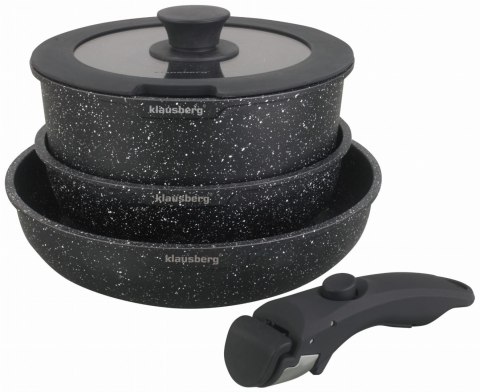 KOMPLET GARNKÓW Z MARMURKOWĄ POWŁOKĄ NIEPRZYWIERAJĄCĄ 5-ELE KLAUSBERG KB-7858