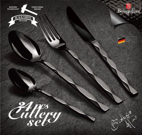 KOMPLET SZTUĆCÓW 24-EL. BŁYSZCZĄCE BERLINGER HAUS BLACK ROYAL BH-2622