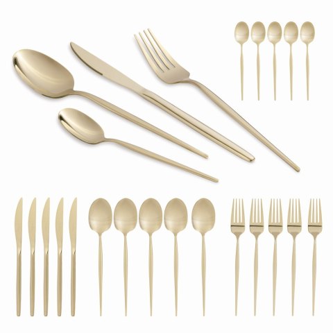 KOMPLET SZTUĆCÓW 24-ELE DLA 6 OSÓB BŁYSZCZĄCE SZAMPAŃSKIE BERLINGER HAUS BH-3067