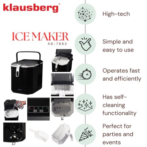 KOSTKARKA DO LODU AUTOMATYCZNA 1,2L 0.6KG 100W LED KLAUSBERG KB-7883