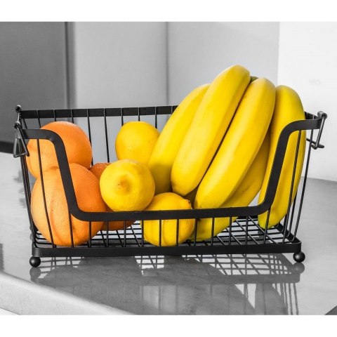 KOSZYK KOSZ NA OWOCE WARZYWA I WARZYWA METALOWY CZARNY 31X18X16CM VILDE 229007