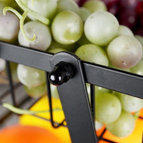 KOSZYK KOSZ NA OWOCE WARZYWA METALOWY CZARNY PIĘTROWY 3-POZIOMOWY VILDE 229111