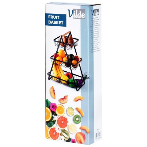 KOSZYK KOSZ NA OWOCE WARZYWA METALOWY CZARNY PIĘTROWY 3-POZIOMOWY VILDE 229115