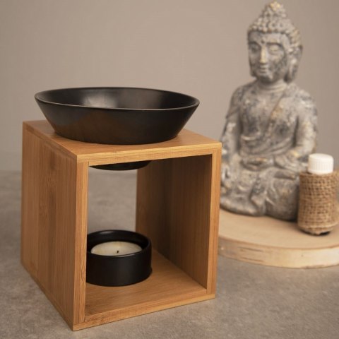 Kominek zapachowy bambusowy porcelanowy czarny BLACK 12x11x14cm ORION 822254