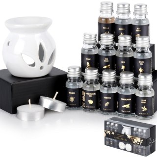 Kominek zapachowy ceramiczny + olejki eteryczne zapachowe zestaw 15-ele VILDE 779088