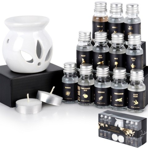 Kominek zapachowy ceramiczny + olejki eteryczne zapachowe zestaw 15-ele VILDE 779088