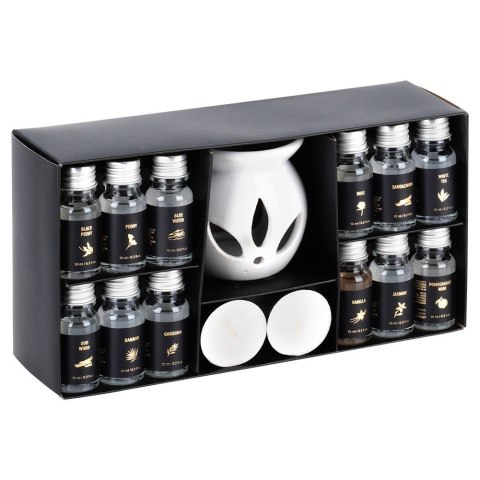 Kominek zapachowy ceramiczny + olejki eteryczne zapachowe zestaw 15-ele VILDE 779088