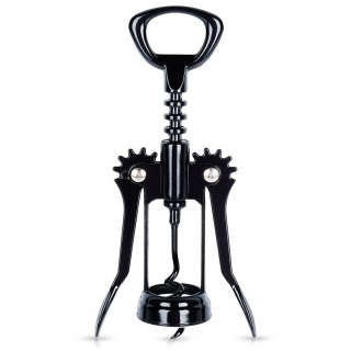 Korkociąg do wina otwieracz do butelek wina metalowy czarny 16cm VILDE 259686
