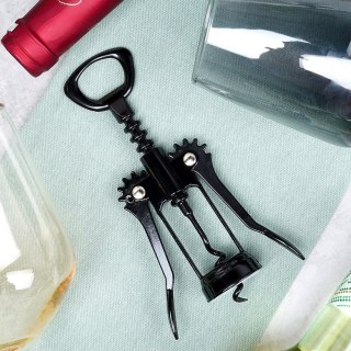 Korkociąg do wina otwieracz do butelek wina metalowy czarny 16cm VILDE 259686