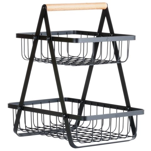 KOSZYK KOSZ NA OWOCE WARZYWA METALOWY CZARNY PIĘTROWY DWUPOZIOMOWY 27X18X29CM VILDE 229038