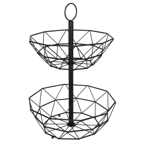 KOSZYK KOSZ NA OWOCE WARZYWA METALOWY CZARNY PIĘTROWY DWUPOZIOMOWY VILDE 229020