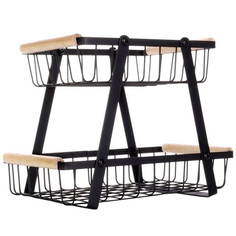 KOSZYK KOSZ NA OWOCE WARZYWA METALOWY CZARNY PIĘTROWY DWUPOZIOMOWY VILDE 229096