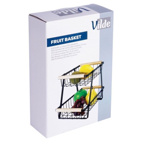KOSZYK KOSZ NA OWOCE WARZYWA METALOWY CZARNY PIĘTROWY DWUPOZIOMOWY VILDE 229096