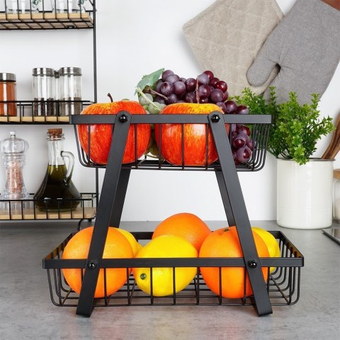 KOSZYK KOSZ NA OWOCE WARZYWA METALOWY CZARNY PIĘTROWY DWUPOZIOMOWY VILDE 229110