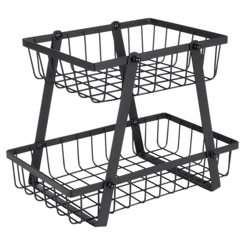 KOSZYK KOSZ NA OWOCE WARZYWA METALOWY CZARNY PIĘTROWY DWUPOZIOMOWY VILDE 229110