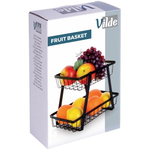 KOSZYK KOSZ NA OWOCE WARZYWA METALOWY CZARNY PIĘTROWY DWUPOZIOMOWY VILDE 229110