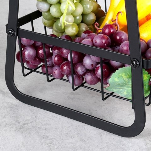 KOSZYK KOSZ NA OWOCE WARZYWA METALOWY CZARNY PIĘTROWY DWUPOZIOMOWY VILDE 229155