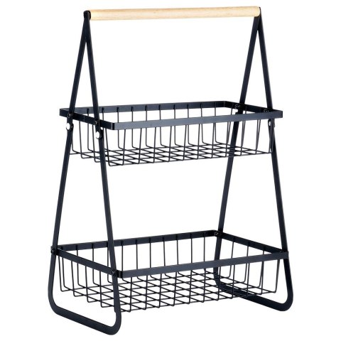 KOSZYK KOSZ NA OWOCE WARZYWA METALOWY CZARNY PIĘTROWY DWUPOZIOMOWY VILDE 229155