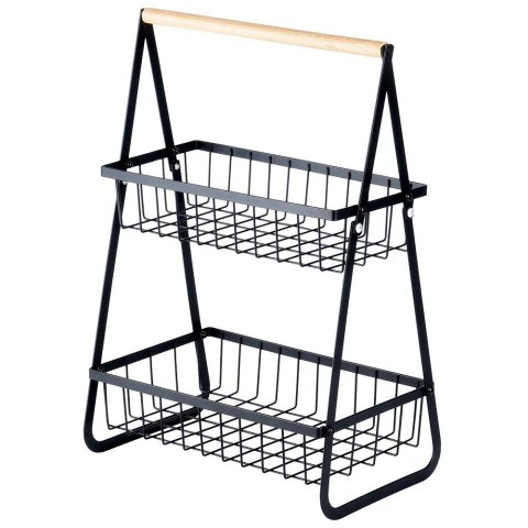 KOSZYK KOSZ NA OWOCE WARZYWA METALOWY CZARNY PIĘTROWY DWUPOZIOMOWY VILDE 229155