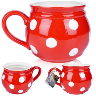 Kubek ceramiczny do herbaty grzanego wina czerwony w grochy duży 950 ml ORION 125654