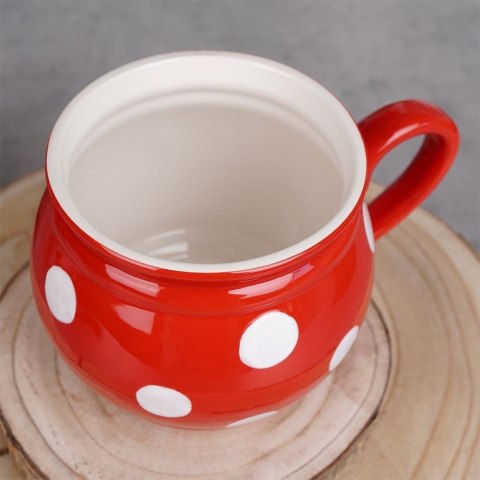 Kubek ceramiczny do herbaty grzanego wina czerwony w grochy duży 950 ml ORION 125654