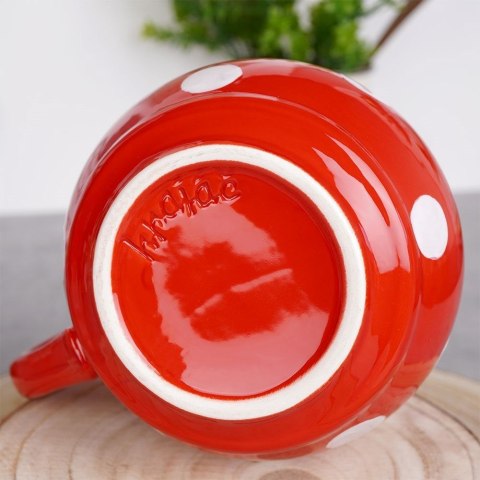 Kubek ceramiczny do herbaty grzanego wina czerwony w grochy duży 950 ml ORION 125654
