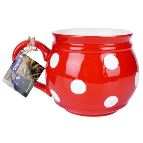 Kubek ceramiczny do herbaty grzanego wina czerwony w grochy duży 950 ml ORION 125654