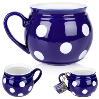 Kubek ceramiczny do herbaty grzanego wina niebieski w grochy duży 850 ml ORION 125645