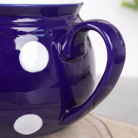 Kubek ceramiczny do herbaty grzanego wina niebieski w grochy duży 850 ml ORION 125645