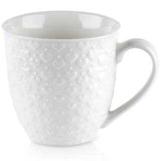 Kubek ceramiczny do kawy herbaty serca duży 580 ml biały ORION 128846