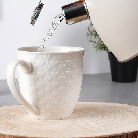 Kubek ceramiczny do kawy herbaty serca duży 580 ml biały ORION 128846