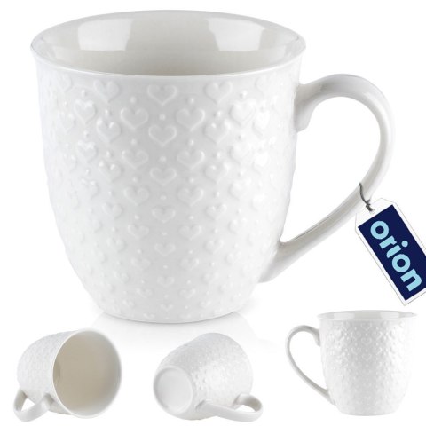 Kubek ceramiczny do kawy herbaty serca duży 580 ml biały ORION 128846