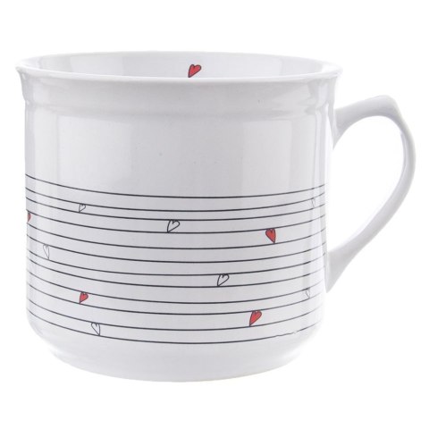 Kubek ceramiczny z woreczkiem na herbatę biały SERCE duży 650 ml ORION 128852