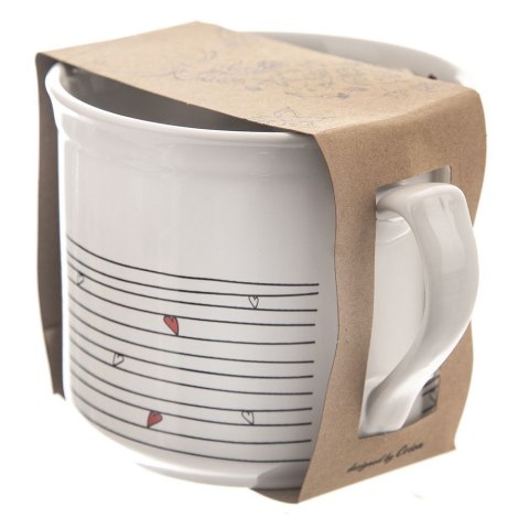 Kubek ceramiczny z woreczkiem na herbatę biały SERCE duży 650 ml ORION 128852