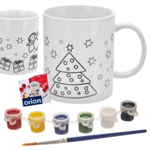 Kubek do malowania z farbkami porcelanowy choinka 350 ml ORION 129438