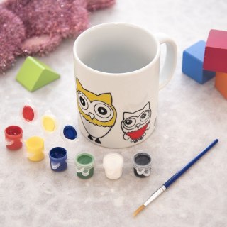 Kubek do malowania z farbkami porcelanowy sowa 330 ml ORION 129439