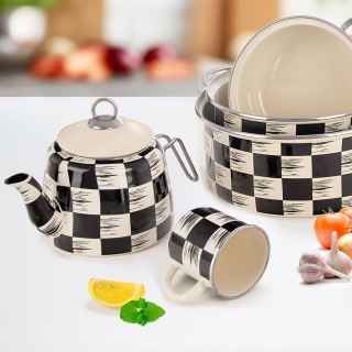 Kubek emaliowany do kawy herbaty SZACHOWNICA 400 ml ORION 112445